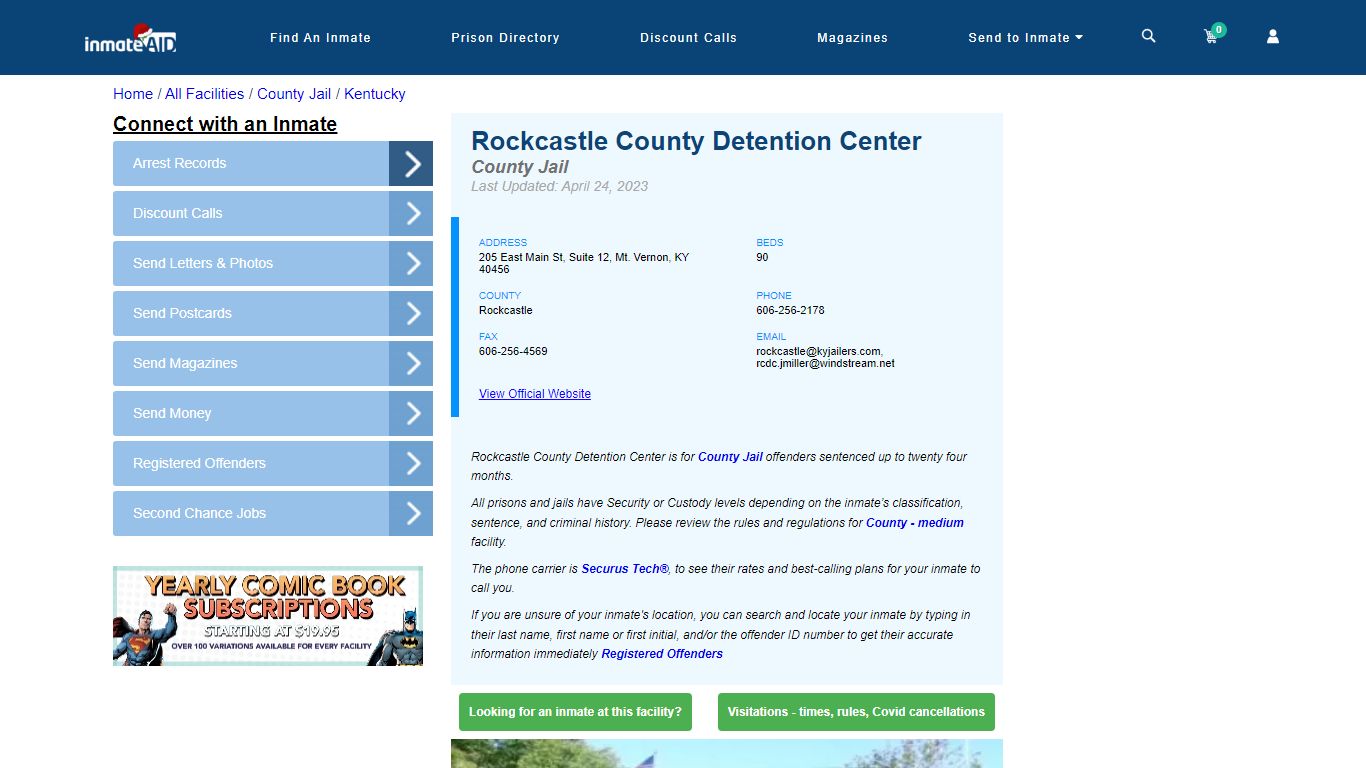 Rockcastle County Detention Center - Inmate Locator - Mt. Vernon, KY